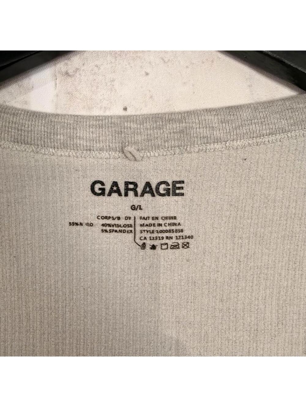 Garage Ribbed Crop Top V-neck Gray Women's L - Picture 3 of 4